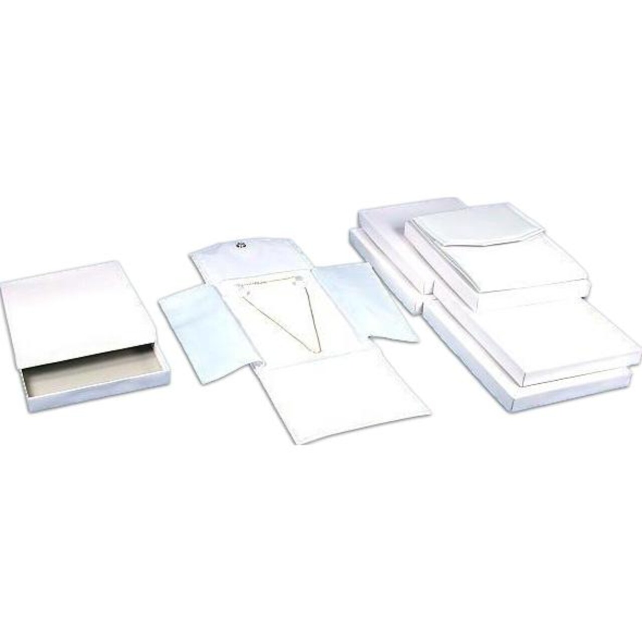 6 White Leather Necklace Jewelry Travel Folder Display Cases